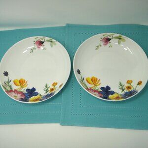 Mikasa  GIA Pasta Bowls 8.5" Set 2 Multicolor Flowers Bone China Salad